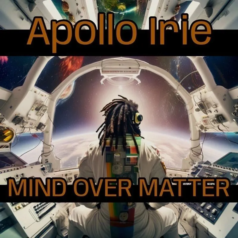 Cover of Mind Over Matter: a figure with dreadlocks in a spaceship cockpit